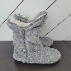 Dearfoams Women's Beth Foldover Boot Slipper, Grey Frost, Medium// 12CT
